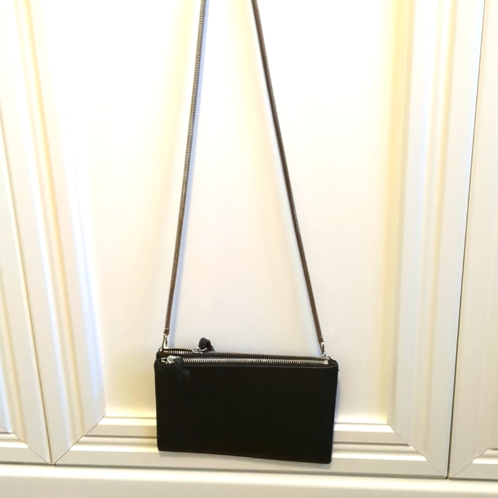 Original evening bag, vegan leather, silver coil strap